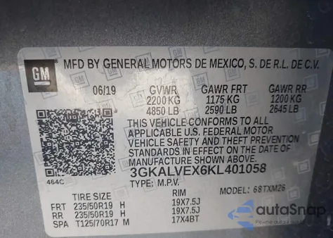 2019 GMC Terrain Slt z USA, uszkodzony, nr VIN 3GKALVEX6KL401058